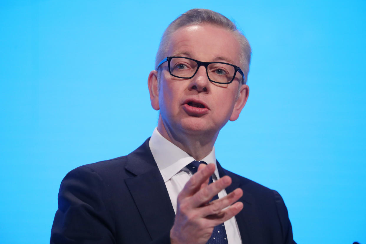 Chancellor of the Duchy of Lancaster Michael Gove delivers a speech during the "Delivering Brexit" session on day one of the Conservative Party Conference being held at the Manchester Convention Centre