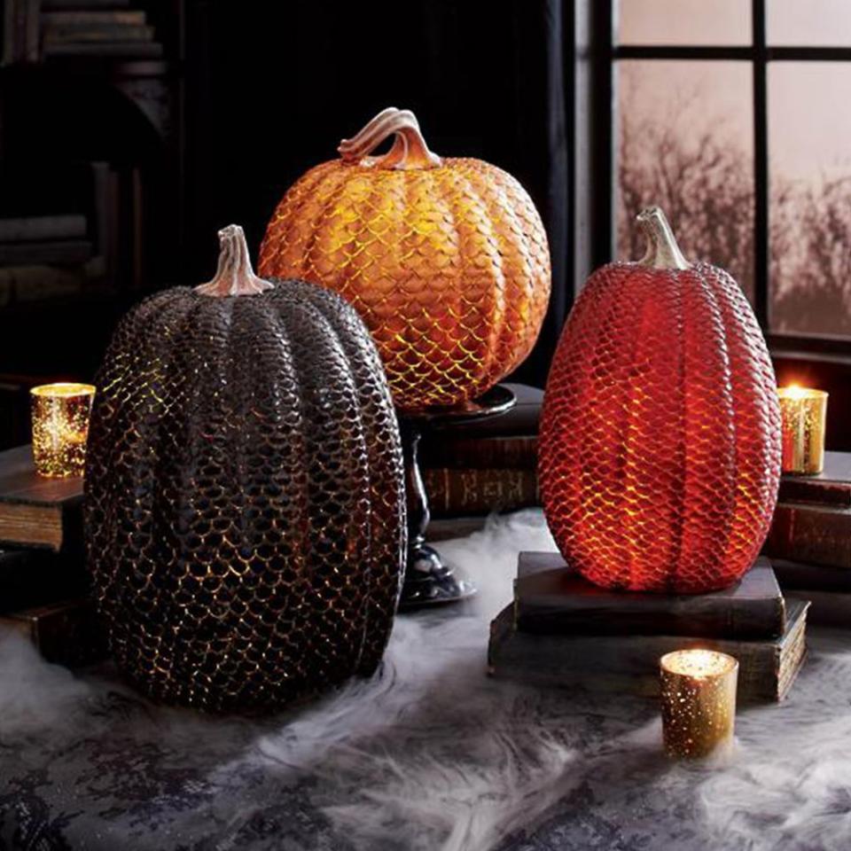 8) Dragon Scale Lit Pumpkins