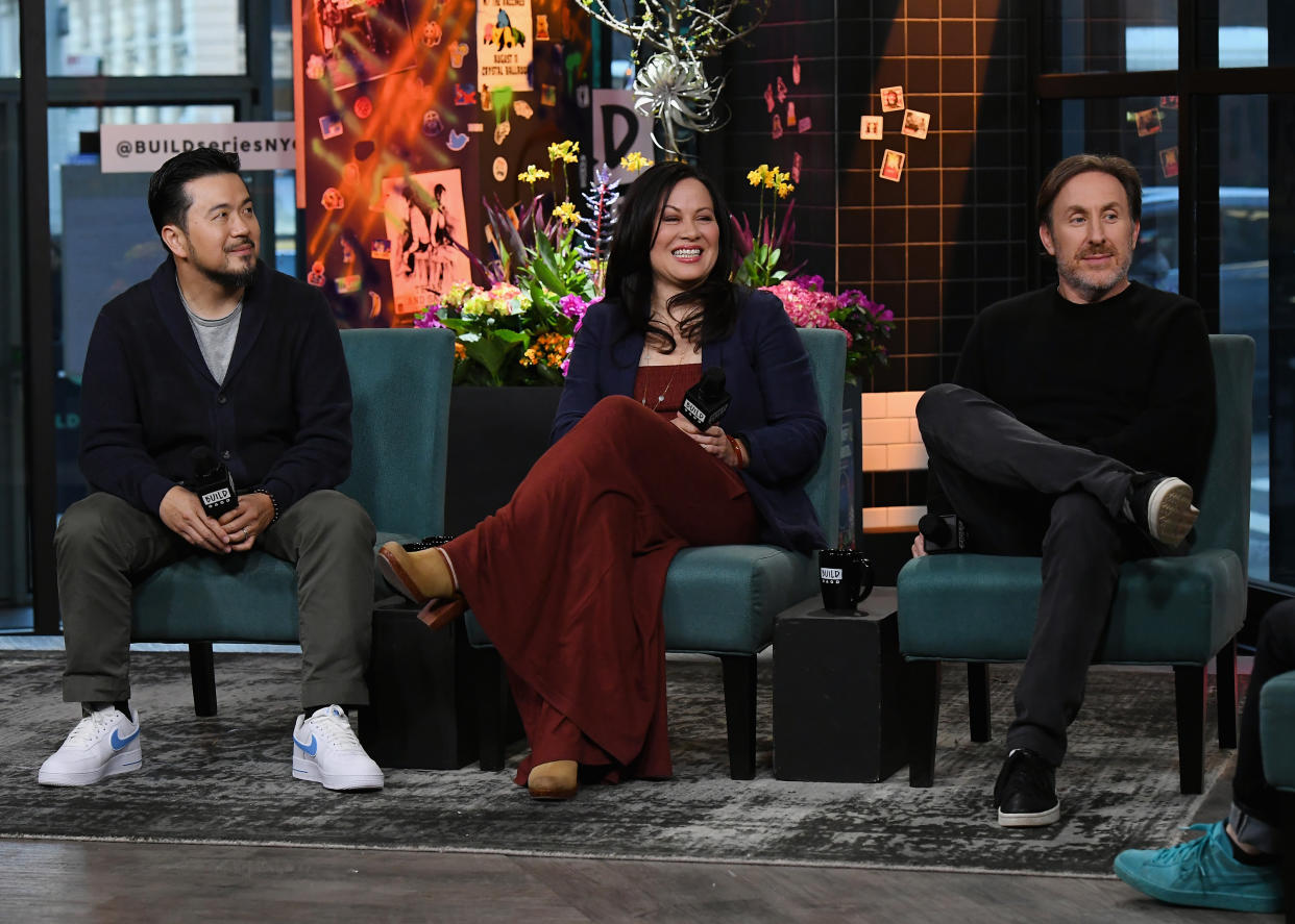 Justin Lin, Shannon Lee and Jonathan Tropper visit Build to discuss the TV show ‘Warrior’ at the Build Studio on March 26, 2019 in New York City. (PHOTO: Nicholas Hunt/Getty Images)