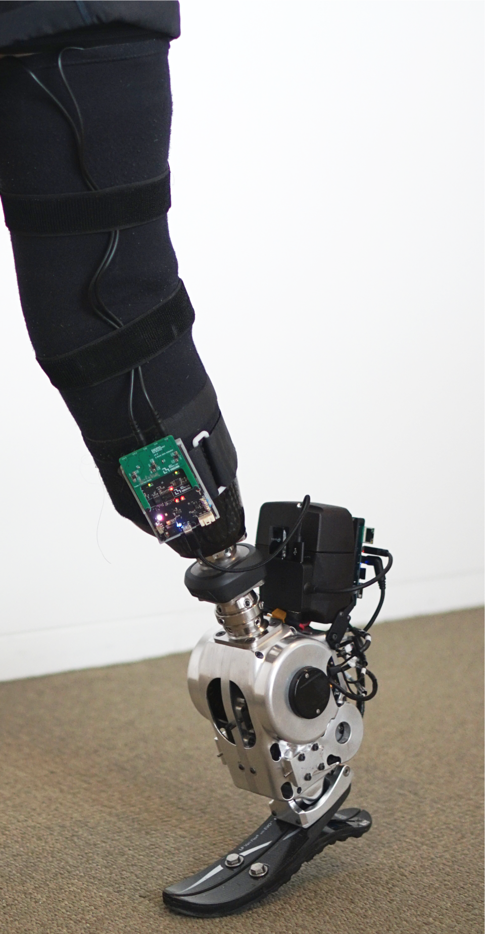 A bionic, prosthetic leg developed in the lab of Hugh Herr at the K. Lisa Yang Center for Bionics at the Massachusetts Institute of Technology.