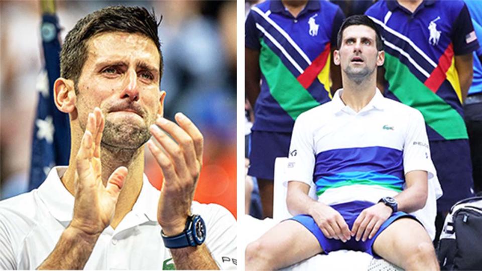 Novak Djokovic (pictured) distraught after losing the US Open men's final.
