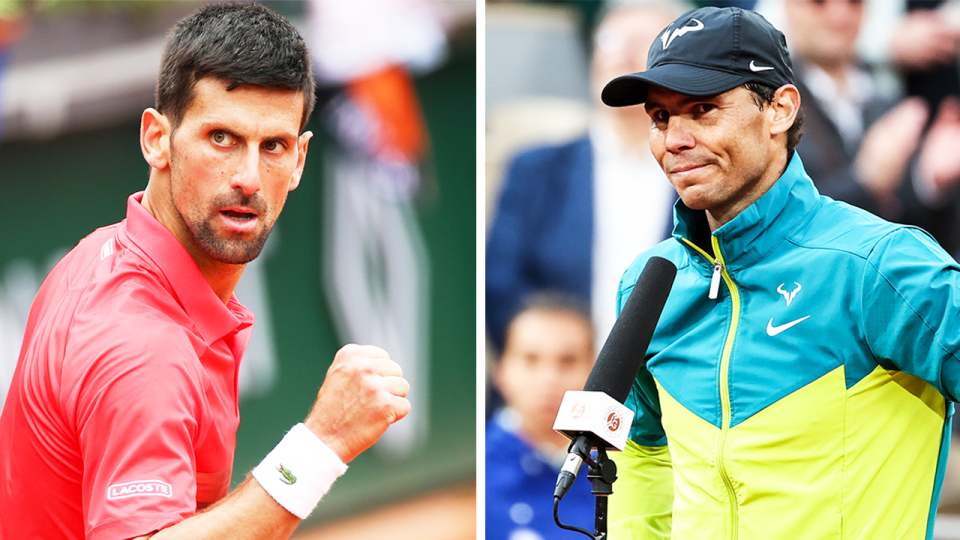 Rafa Nadal (pictured right) and Novak Djokovic (pictured left) will meet in the quarter-final of the French Open. (Getty Images)