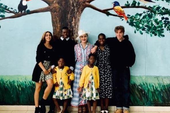 Family first: The singer posed proudly with her adorable family: @Madonna Instagram
