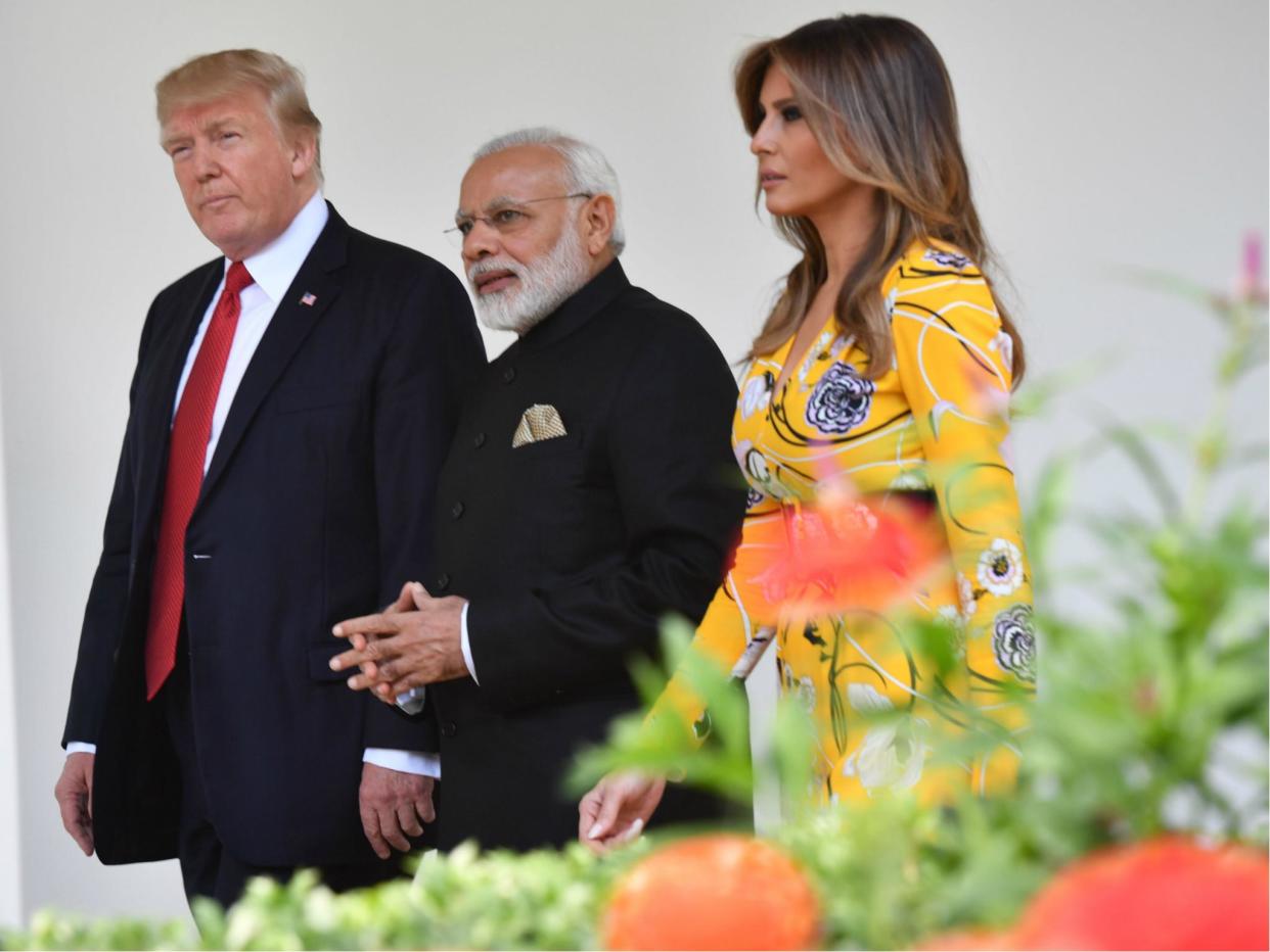 Donald Trump and First Lady Melania Trump meet Indian PM Narendra Modi at the White House: NICHOLAS KAMM/AFP/Getty Images