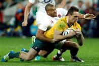 Rugby Union - Rugby Test - England v Australia's Wallabies - Melbourne, Australia - 18/06/16. England's Jonathan Joseph tackles Australia's Dane Haylett-Petty during the second half. REUTERS/Brandon Malone