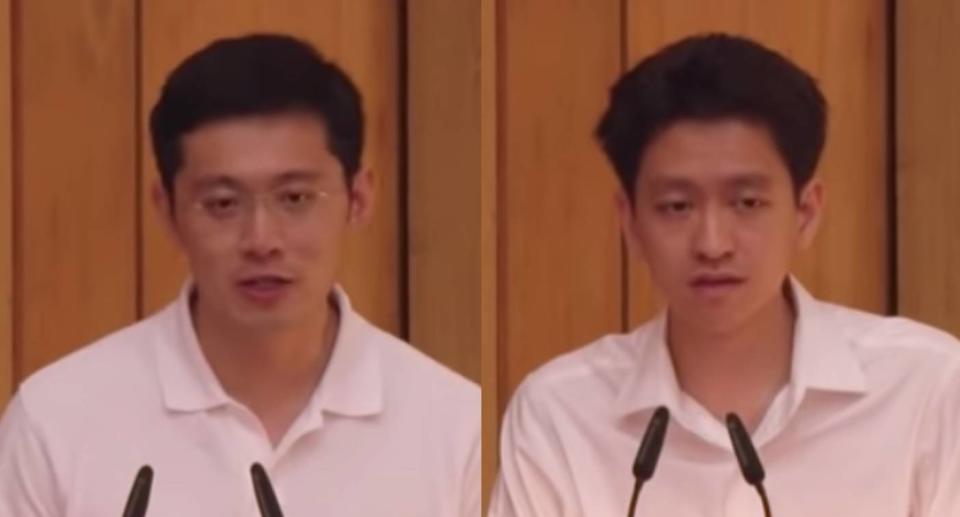 Li Hongyi (L), son of Singapore Prime Minister Lee Hsien Loong, and his cousin Li Shengwu. PHOTO: Screengrab from Prime Minister’s Office YouTube channel