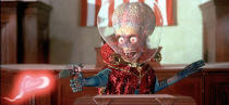 <p>MARS ATTACKS! (1996): What happens when Tim Burton directs an alien film? "Mars Attacks!" is born. Amid speculation that a meteorite crashed to Earth from Mars some 15,000 years ago and contains indications of simple life forms, "Mars Attacks!" offers definitive proof of life on the Angry Red Planet. No single-celled organisms, these alien invaders are the big-brained variety with a flair for ray guns and planetwide pandemonium. Citizens of Earth face their doom with gung-ho valor and brainless abandon as little green men from outer space gleefully terrorize the planet in an all-star, cross-country sci-fi comedy.</p>