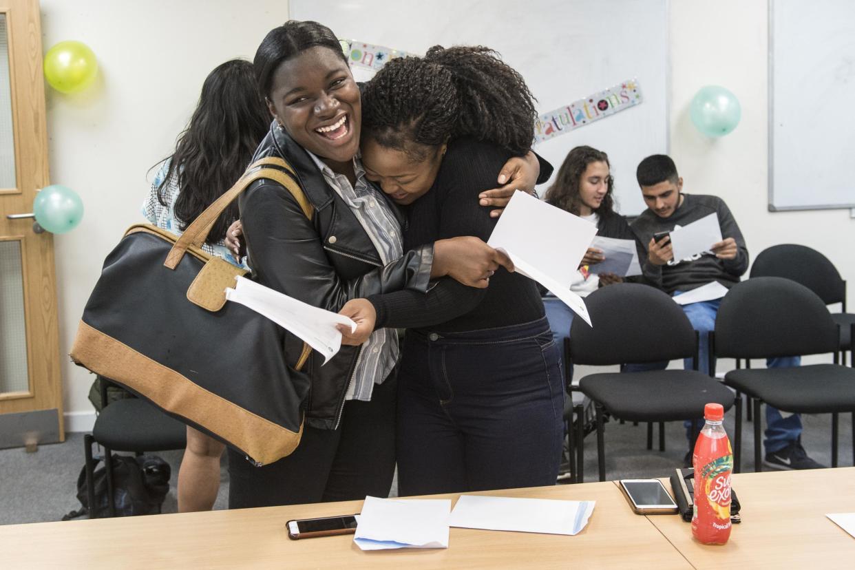 Students Patricia Nunoo and Kelesha Blake from Harris Academy in Battersea: Daniel Hambury/Stella Pictures L