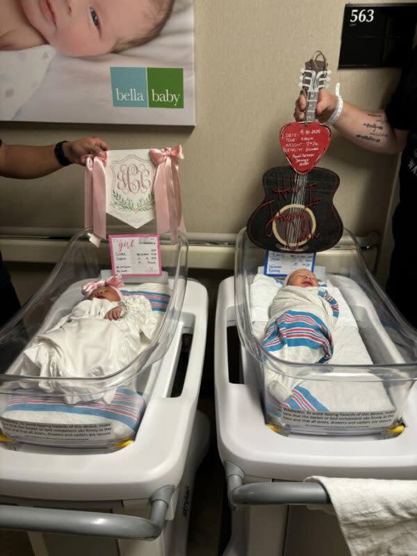 Babies June Carter Clark (left) and Johnny Cash Davis in the Huntsville Hospital nursery