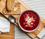 <p>This beetroot and watercress soup is both vibrant AND delicious.</p><p>Get the <a href="https://www.delish.com/uk/cooking/recipes/a42730205/watercress-beetroot-soup/" rel="nofollow noopener" target="_blank" data-ylk="slk:Beetroot Soup;elm:context_link;itc:0;sec:content-canvas" class="link ">Beetroot Soup</a> recipe. </p>