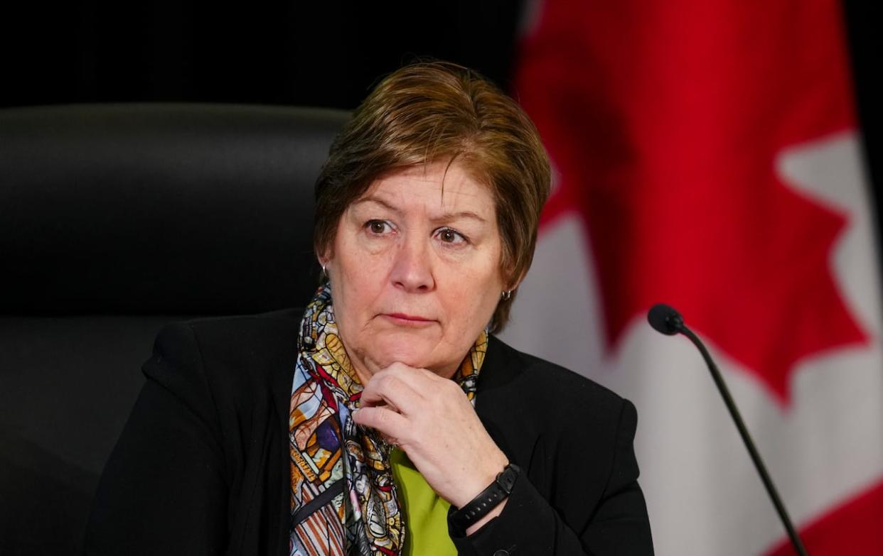 Commissioner Justice Marie-Josee Hogue listens during the Public Inquiry Into Foreign Interference in Federal Electoral Processes and Democratic Institutions in Ottawa on Tuesday, April 2, 2024. (Sean Kilpatrick/The Canadian Press - image credit)