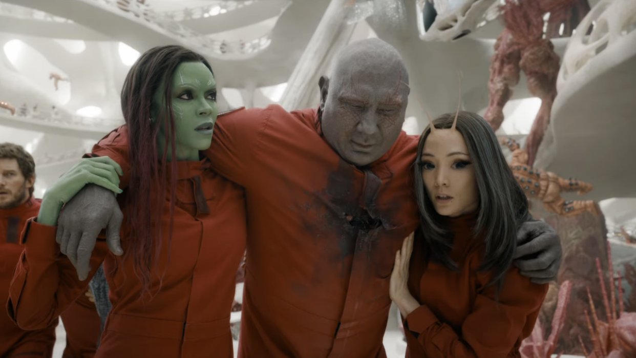  Gamora, Drax, and Mantis in Guardians 3 