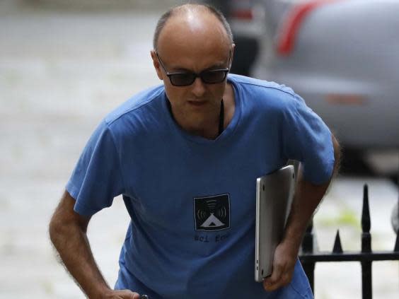 Dominic Cummings wearing an Open AI T-shirt (AFP/Getty)