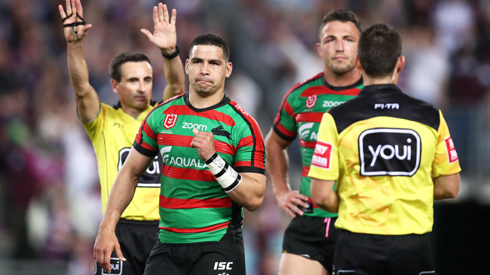 Cody Walker was sent to the sin bin during the Rabbitohs' win against Manly.