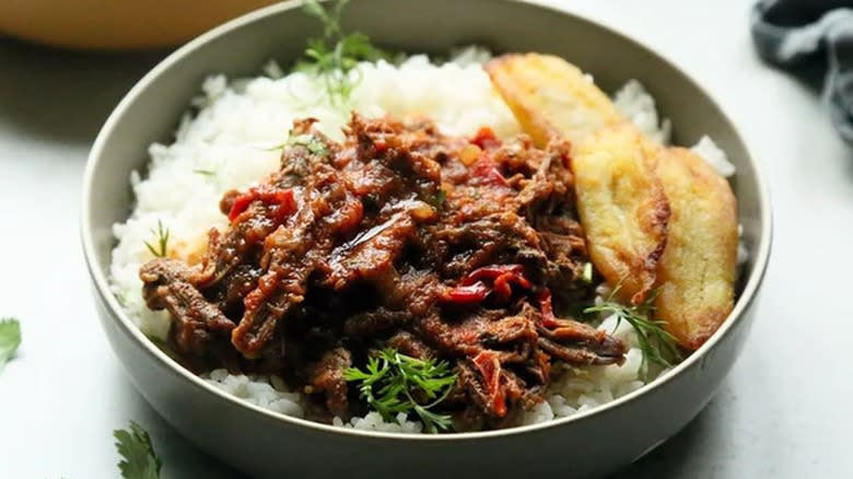 A bowl of braised ropa vieja