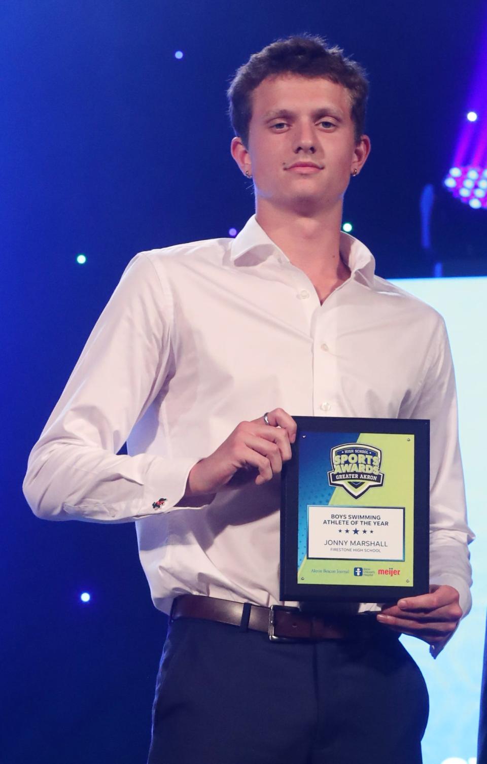 Firestone High's Jonny Marshall Greater Akron Boys Swimming and Diving Player of the Year at the High School Sports All-Star Awards at the Civic Theatre in Akron on Friday.