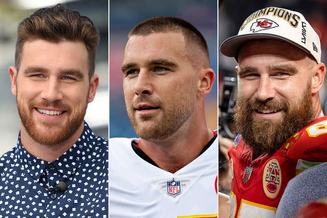 <p>Noel Vasquez/Getty; Wesley Hitt/Getty; Michael Owens/Getty</p> Travis Kelce in 2016; Travis Kelce in 2021; Travis Kelce in 2024