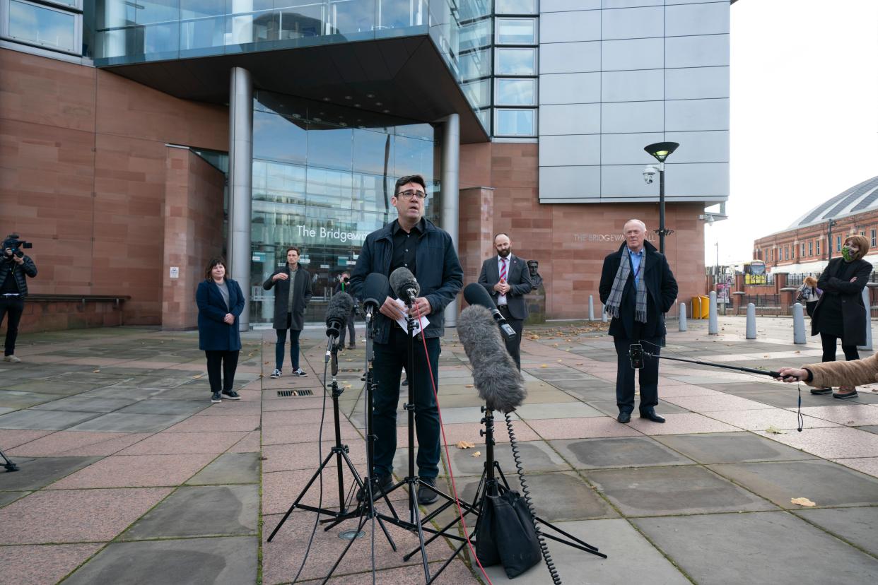 Andy Burnham and Manchester mayors (AP)