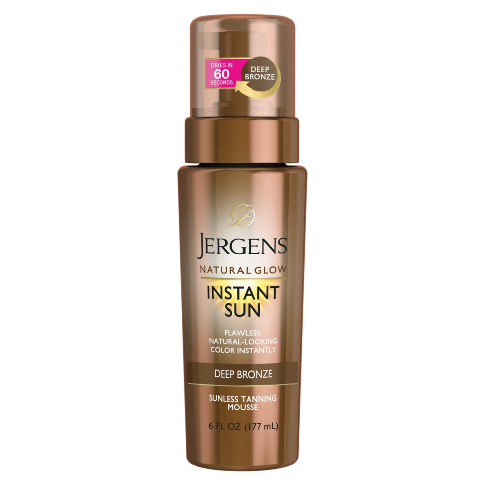 <p><a href="https://www.amazon.com/Jergens-Natural-Instant-Sunless-Tanning/dp/B00Q23KDOM?tag=syn-yahoo-20&ascsubtag=%5Bartid%7C10056.g.3599%5Bsrc%7Cyahoo-us" rel="nofollow noopener" target="_blank" data-ylk="slk:Shop Now;elm:context_link;itc:0;sec:content-canvas" class="link ">Shop Now</a></p><p>Natural Glow Instant Sun Mousse</p><p>amazon.com</p><p>$13.47</p><span class="copyright">Amazon</span>