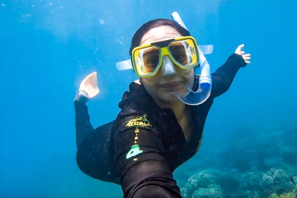 Uno de los viajes más destacados de Parthasarathy fue bucear en la Gran Barrera de Coral australiana. Crédito: Preethi Parthasarathy (Peppy Travel Girl)