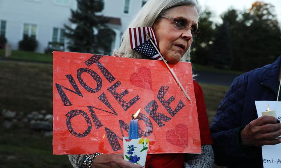 A vigil in Newtown, Connecticut, remembering the 58 people killed in Sunday’s shooting in Las Vegas and calling for action on gun control.