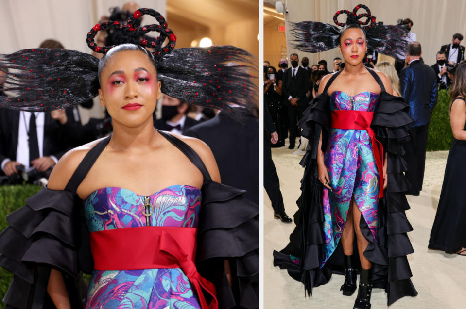 closeup of her on the met carpet