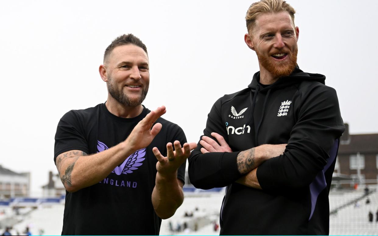 England coach Brendon McCullum and captain Ben Stokes ahead of the third Test between England and Sri Lanka at The Kia Oval, September 6, 2024