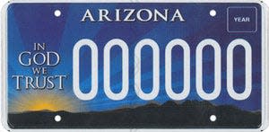 The Arizona "In God we trust" specialty license plate supports the Alliance Defending Freedom.