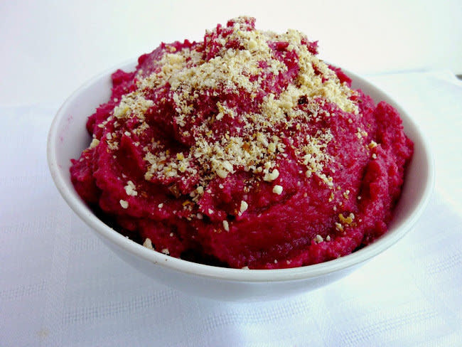<strong>Get the <a href="http://www.vanilla-and-spice.com/2011/10/thanksgiving-week-day-5-beet-parsnip.html" target="_blank">Beet-Parsnip Mash with Almond Parmesan recipe </a>from Vanilla & Spice</strong>