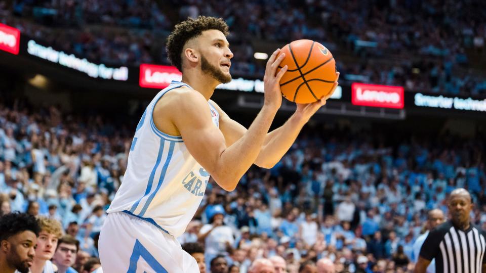 North Carolina forward Pete Nance (32) shoots the ball against Duke on March 4 in Chapel Hill, N.C.