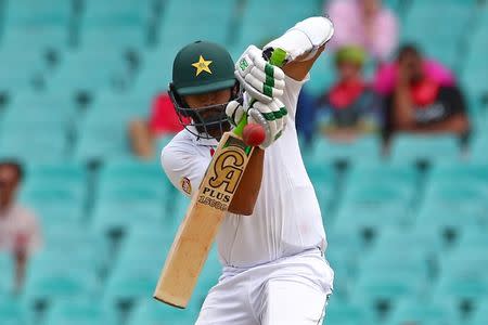 Cricket - Australia v Pakistan - Third Test cricket match - Sydney Cricket Ground, Sydney, Australia - 5/1/17 Pakistan's Azhar Ali plays a short delivery from Australia's Josh Hazlewood. REUTERS/David Gray