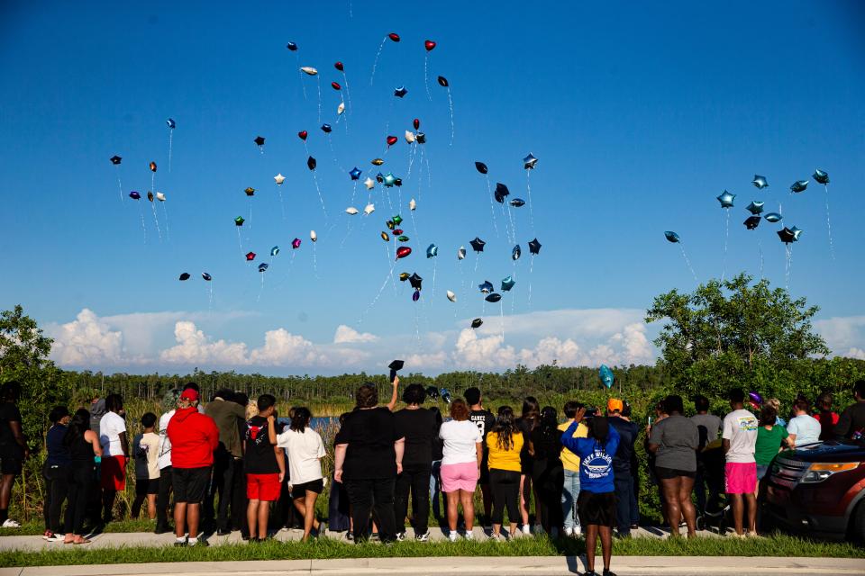 A balloon release was held Tuesday at the site where five teens were found dead in a submerged vehicle on Topgolf Way in Fort Myers on Monday. Another balloon release and memorial will be held at Texas Roadhouse Thursday night, paying homage to the teens.