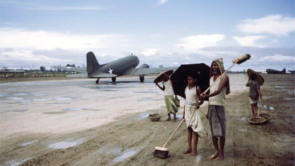 Una base aérea aliada en la India.