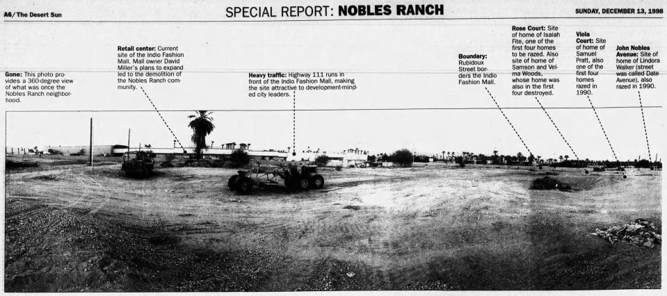 A view of the recently-razed Nobles Ranch community from a 1998 Desert Sun report.