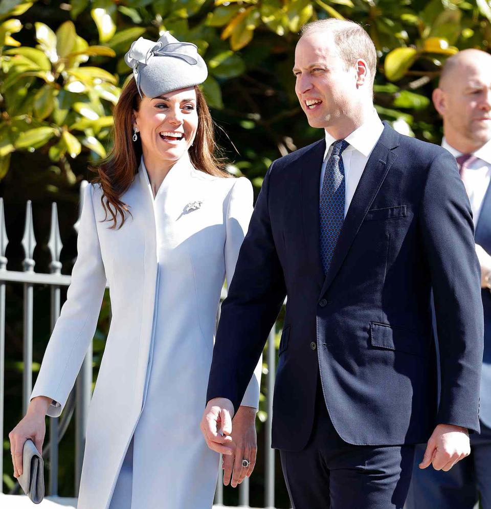 <p>Kate and Prince William share a laugh as they make their way to the holiday mass.</p>