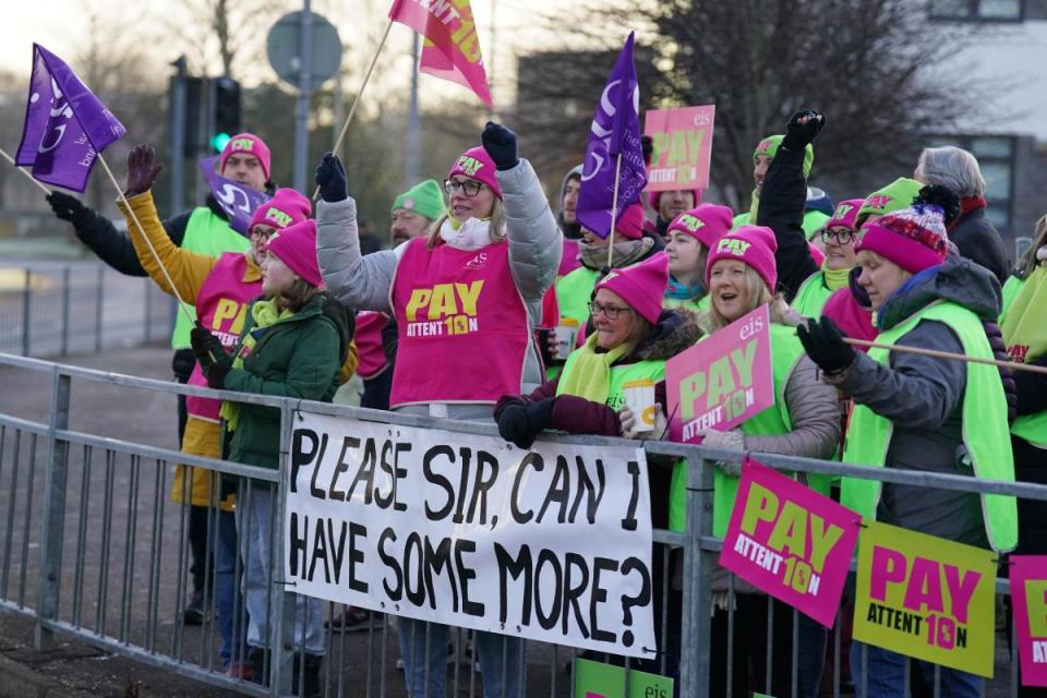 Members of the Educational Institute of Scotland union in Inverclyde and Shetland will take to the picket lines on Monday. <i>(Image: PA)</i>