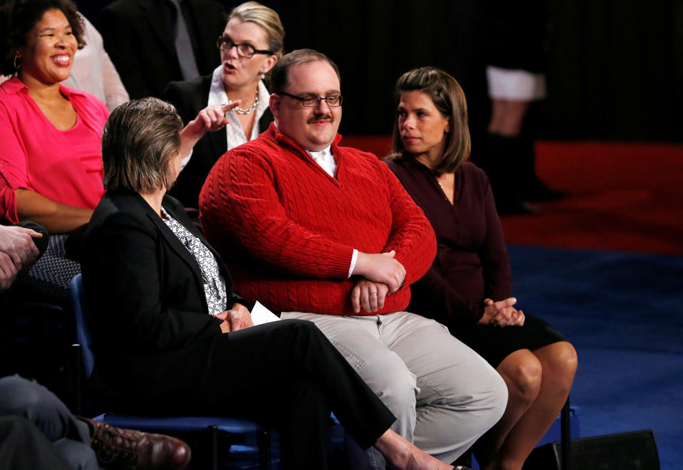 Ken Bone waits in the audience to ask a question during the presidential debate in St. Louis, Oct. 9, 2016. (Photo: Jim Bourg/Reuters)