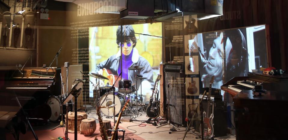 A recreation of a Stones recording studio complete with their original instruments. (Gordon Donovan/Yahoo News)