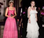 <p>The Princess of Wales wore a stunning pink gown to Milan's La Scala opera house, during the 1985 royal tour of Italy. Lady Kitty Spencer also chose a layered, tie-strap look for a dinner in Rome. </p>