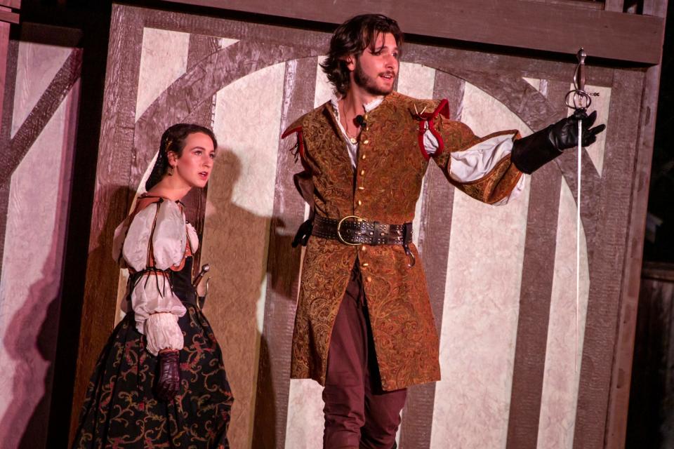 From left, Karis McMurry plays Benvolio and Justin Marlow co-stars as Mercutio in Oklahoma Shakespeare in the Park's new outdoor production of "Romeo & Juliet."