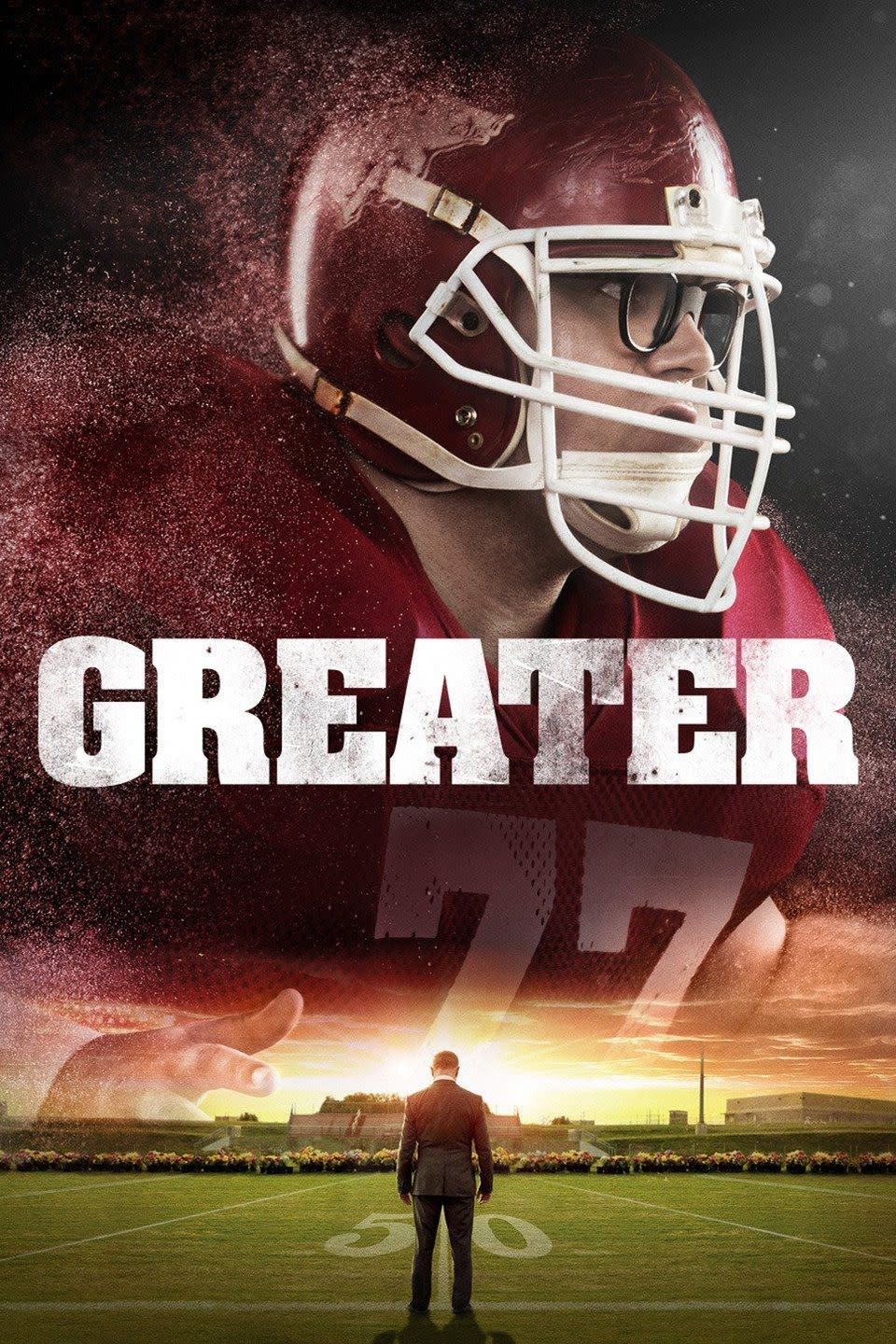 a movie poster for greater with the image of a football player