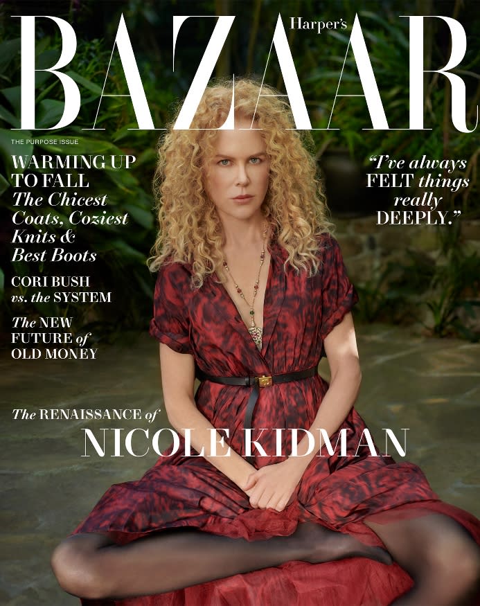Nicole Kidman on the cover of Harper’s Bazaar’s October 2021 issue - Credit: Collier Schorr