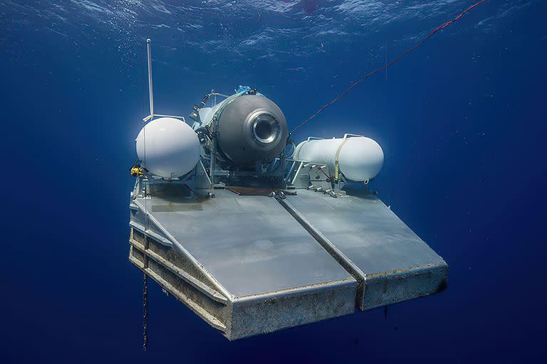 Una foto sin fecha emitida por el American Photo Archive de la nave sumergible de OceanGate Expeditions llamada Titan utilizada para visitar el lugar del naufragio del Titanic.