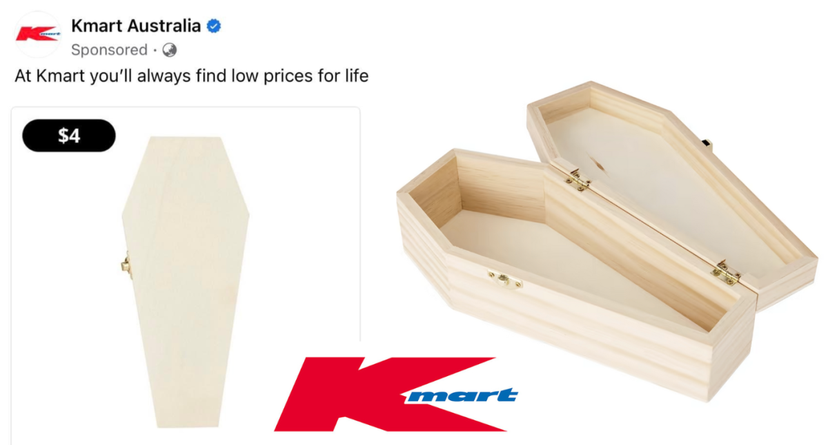 Kmart raises eyebrows by adding $4 plywood coffin to its range: 'Made me  look twice