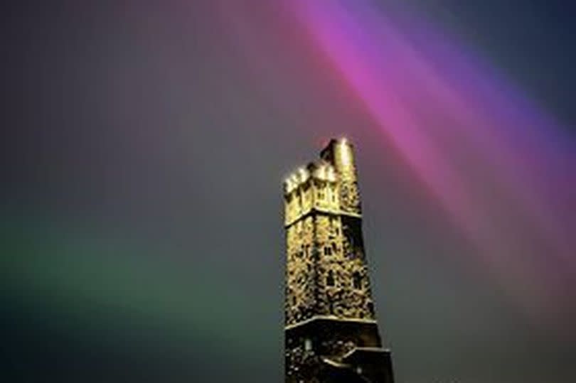 The Northern Lights above Castle Hill in Huddersfield -Credit:James Wilson