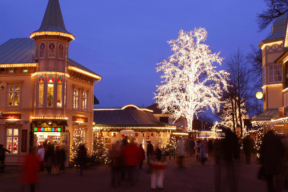 <p>One of Sweden’s more traditional festive markets, Liseberg Amusement Park’s Christmas Market is located in the heart of Gothenburg. Decorated with five million twinkling lights and 700 Christmas trees, its rustic stalls sell everything from arts and crafts to seasonal delicacies such as marinated herring, marzipan pigs and reindeer steak served by Sámi reindeer herders from Lapland. <em>[Photo: Visit Sweden]</em> </p>