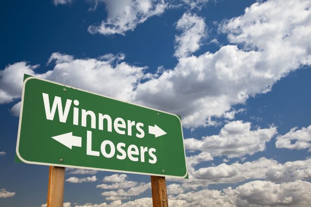 winners  losers green road sign ...