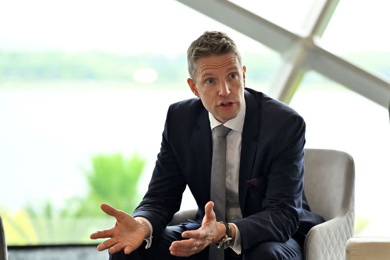 Matti Lehmus, President and CEO of Neste, speaks during an interview with Reuters at Gardens by the Bay, Singapore