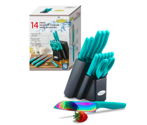 DISHWASHER SAFE Rainbow Titanium Cutlery Knife Set