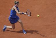 Tennis - French Open - Roland Garros - Lucie Safarova of Czech Republic vs Viktorija Golubic of Switzerland Paris, France - 25/05/16. Lucie Safarova of Czech Republic returns the ball. REUTERS/Gonzalo Fuentes